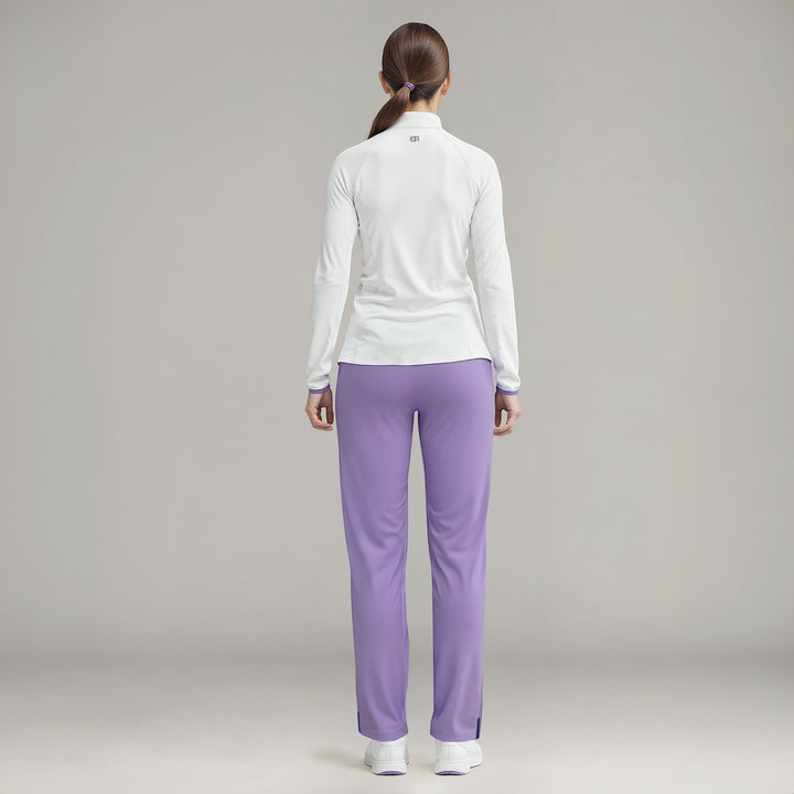 Elliott & Rose lilac performance golf pants with a comfortable stretch fabric and tailored fit.