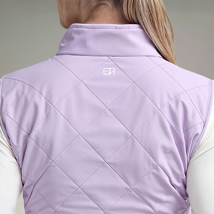 Elliott & Rose lilac quilted golf vest for women with a tailored fit and full range of motion.