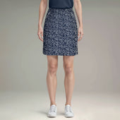 Elliott & Rose navy skort with white vine print, lightweight fabric, and flattering cut for golf.