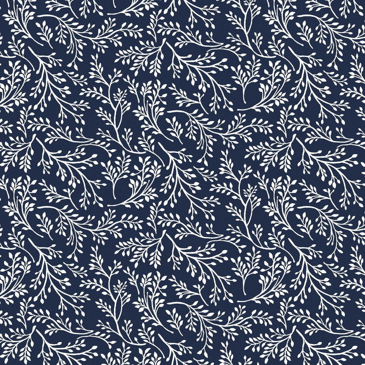 Elliott & Rose navy skort with white vine print, lightweight and breathable for golf.